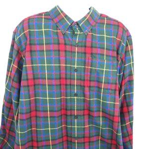 LL Bean Flannel Shirt 2XL Plaid Windowpane